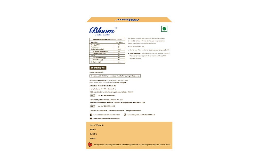 Bloom Custard Powder Vanilla   Box  100 grams